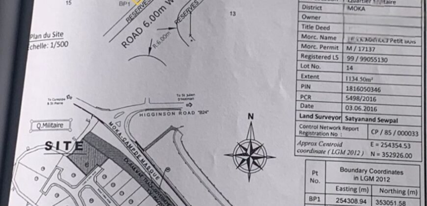 Prime Land for Sale – Quartier Militaire MORC LES RESIDENCES PETIT BOIS